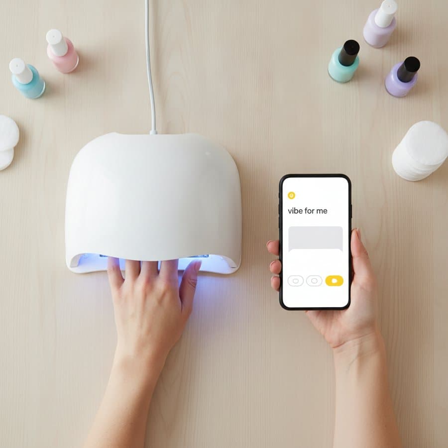 A client takes the vibe quiz at a nail salon